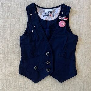 Blukids Your Ribbon Navy Vest with Pink Accents